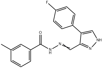 (E)-N'-((4-(4-fluorophenyl)-1H-pyrazol-3-yl)methylene)-3-methylbenzohydrazide Structure