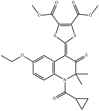 dimethyl 2-[1-(cyclopropylcarbonyl)-6-ethoxy-2,2-dimethyl-3-thioxo-2,3-dihydroquinolin-4(1H)-ylidene]-1,3-dithiole-4,5-dicarboxylate Structure