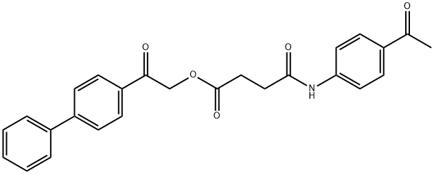 2-([1,1'-biphenyl]-4-yl)-2-oxoethyl 4-((4-acetylphenyl)amino)-4-oxobutanoate 化学構造式