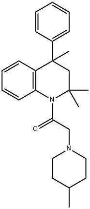 2-(4-methylpiperidin-1-yl)-1-(2,2,4-trimethyl-4-phenyl-3,4-dihydroquinolin-1(2H)-yl)ethanone Struktur