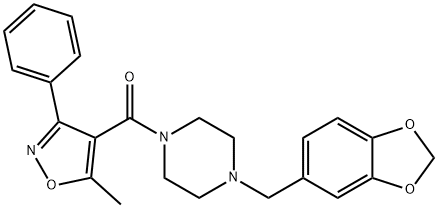 [4-(1,3-benzodioxol-5-ylmethyl)piperazin-1-yl](5-methyl-3-phenyl-1,2-oxazol-4-yl)methanone Struktur
