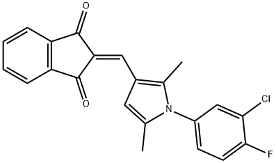 2-{[1-(3-chloro-4-fluorophenyl)-2,5-dimethyl-1H-pyrrol-3-yl]methylidene}-1H-indene-1,3(2H)-dione,354789-44-9,结构式