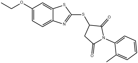 3-[(6-ethoxy-1,3-benzothiazol-2-yl)sulfanyl]-1-(2-methylphenyl)pyrrolidine-2,5-dione Structure