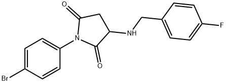 1-(4-bromophenyl)-3-[(4-fluorobenzyl)amino]pyrrolidine-2,5-dione Struktur