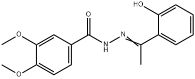 (E)-N'-(1-(2-hydroxyphenyl)ethylidene)-3,4-dimethoxybenzohydrazide 化学構造式