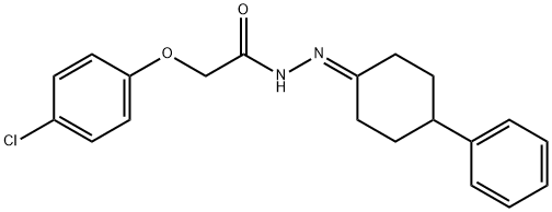 2-(4-chlorophenoxy)-N'-(4-phenylcyclohexylidene)acetohydrazide Struktur