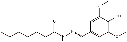 (E)-N'-(4-hydroxy-3,5-dimethoxybenzylidene)heptanehydrazide 化学構造式