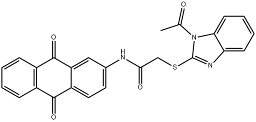 2-[(1-acetyl-1H-benzimidazol-2-yl)sulfanyl]-N-(9,10-dioxo-9,10-dihydroanthracen-2-yl)acetamide,356588-43-7,结构式