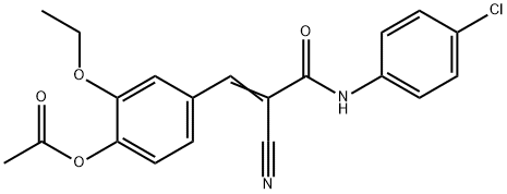 (E)-4-(3-((4-chlorophenyl)amino)-2-cyano-3-oxoprop-1-en-1-yl)-2-ethoxyphenyl acetate 化学構造式