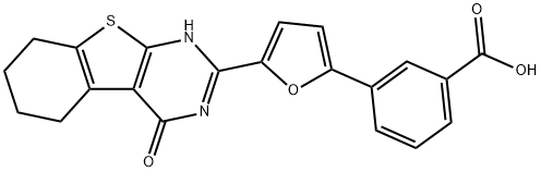 3-[5-(4-oxo-3,4,5,6,7,8-hexahydro[1]benzothieno[2,3-d]pyrimidin-2-yl)furan-2-yl]benzoic acid|