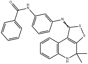 N-(3-{[(1Z)-4,4-dimethyl-4,5-dihydro-1H-[1,2]dithiolo[3,4-c]quinolin-1-ylidene]amino}phenyl)benzamide 结构式