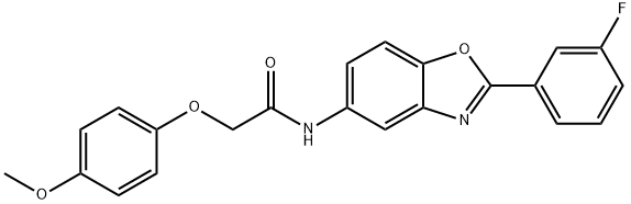 N-[2-(3-fluorophenyl)-1,3-benzoxazol-5-yl]-2-(4-methoxyphenoxy)acetamide 结构式