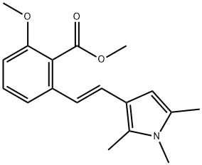 2-Methoxy-6-[2-(1,2,5-trimethyl-1H-pyrrol-3-yl)-vinyl]-benzoic acid methyl ester 化学構造式