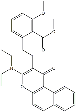 2-(2-(3-(二乙氨基)-1-氧代-1H-苯并[F]色烯-2-基)乙基)-6-甲氧基苯甲酸甲酯 结构式