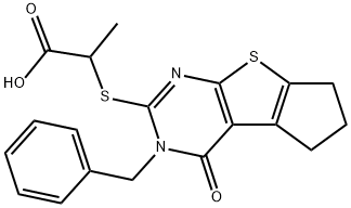 2-((3-benzyl-4-oxo-4,5,6,7-tetrahydro-3H-cyclopenta[4,5]thieno[2,3-d]pyrimidin-2-yl)thio)propanoic acid Structure