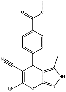 methyl 4-(6-amino-5-cyano-3-methyl-1,4-dihydropyrano[2,3-c]pyrazol-4-yl)benzoate Structure