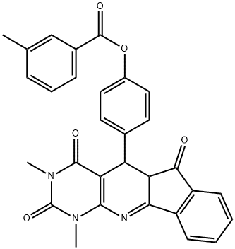 4-(1,3-dimethyl-2,4,6-trioxo-2,3,4,5,5a,6-hexahydro-1H-indeno[2',1':5,6]pyrido[2,3-d]pyrimidin-5-yl)phenyl 3-methylbenzoate 结构式