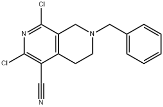 7-benzyl-1,3-dichloro-5,6,7,8-tetrahydro-2,7-naphthyridine-4-carbonitrile 结构式