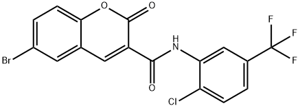 6-bromo-N-[2-chloro-5-(trifluoromethyl)phenyl]-2-oxo-2H-chromene-3-carboxamide 结构式