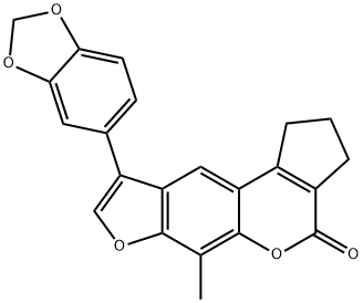 9-(benzo[d][1,3]dioxol-5-yl)-6-methyl-2,3-dihydrocyclopenta[c]furo[3,2-g]chromen-4(1H)-one 结构式