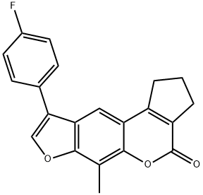 9-(4-fluorophenyl)-6-methyl-2,3-dihydrocyclopenta[c]furo[3,2-g]chromen-4(1H)-one Structure