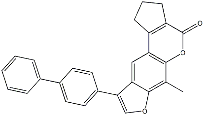 9-([1,1'-biphenyl]-4-yl)-6-methyl-2,3-dihydrocyclopenta[c]furo[3,2-g]chromen-4(1H)-one 化学構造式