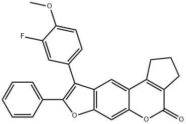 9-(3-fluoro-4-methoxyphenyl)-8-phenyl-2,3-dihydrocyclopenta[c]furo[3,2-g]chromen-4(1H)-one,374765-44-3,结构式