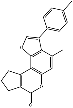 4-methyl-3-(p-tolyl)-9,10-dihydrocyclopenta[c]furo[2,3-f]chromen-7(8H)-one 结构式