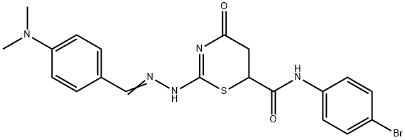 N-(4-bromophenyl)-2-{(2E)-2-[4-(dimethylamino)benzylidene]hydrazinyl}-4-oxo-5,6-dihydro-4H-1,3-thiazine-6-carboxamide,374766-59-3,结构式