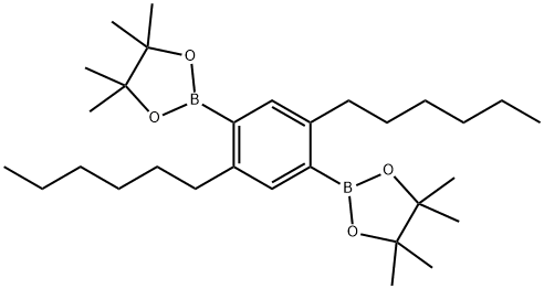 1,4-ビス(4,4,5,5-テトラメチル-1,3,2-ジオキサボロラン-2-イル)-2,5-ジヘキシルベンゼン 化学構造式