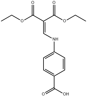 4-((3-ethoxy-2-(ethoxycarbonyl)-3-oxoprop-1-en-1-yl)amino)benzoic acid Structure