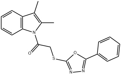 1-(2,3-dimethyl-1H-indol-1-yl)-2-[(5-phenyl-1,3,4-oxadiazol-2-yl)sulfanyl]ethanone,377054-54-1,结构式