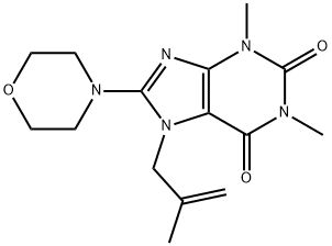 1,3-dimethyl-7-(2-methylprop-2-en-1-yl)-8-(morpholin-4-yl)-3,7-dihydro-1H-purine-2,6-dione 化学構造式