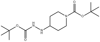 4-[2-[(1,1-dimethylethoxy)carbonyl]hydrazinyl]-1-Piperidinecarboxylic acid 1,1-dimethylethyl ester 化学構造式