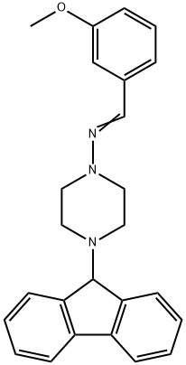 4-(9H-fluoren-9-yl)-N-(3-methoxybenzylidene)piperazin-1-amine Structure