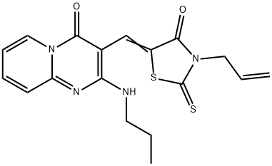 3-[(3-allyl-4-oxo-2-thioxo-1,3-thiazolidin-5-ylidene)methyl]-2-(propylamino)-4H-pyrido[1,2-a]pyrimidin-4-one Struktur