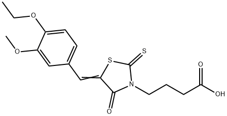 4-[5-(4-ethoxy-3-methoxybenzylidene)-4-oxo-2-thioxo-1,3-thiazolidin-3-yl]butanoic acid Struktur