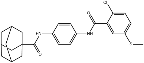 N-[4-({[2-chloro-5-(methylsulfanyl)phenyl]carbonyl}amino)phenyl]tricyclo[3.3.1.1~3,7~]decane-1-carboxamide Struktur