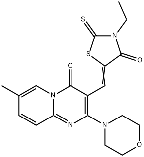 3-[(3-ethyl-4-oxo-2-thioxo-1,3-thiazolidin-5-ylidene)methyl]-7-methyl-2-(4-morpholinyl)-4H-pyrido[1,2-a]pyrimidin-4-one Structure