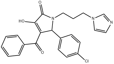 1-(3-(1H-咪唑-1-基)丙基)-5-(4-氯苯基)-4-(羟基(苯基)亚甲基)吡咯烷-2,3-二酮,381717-91-5,结构式
