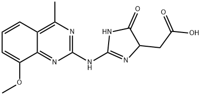 2-(2-((8-methoxy-4-methylquinazolin-2-yl)amino)-5-oxo-4,5-dihydro-1H-imidazol-4-yl)acetic acid Structure