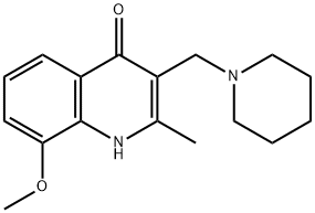 8-Methoxy-2-methyl-3-piperidin-1-ylmethyl-1H-quinolin-4-one 结构式