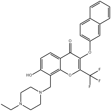 8-[(4-ethyl-1-piperazinyl)methyl]-7-hydroxy-3-(2-naphthyloxy)-2-(trifluoromethyl)-4H-chromen-4-one,384797-51-7,结构式