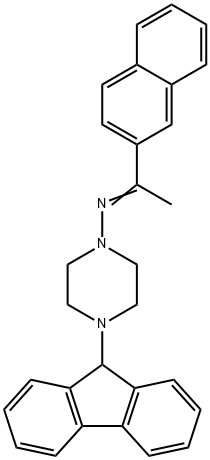 4-(9H-fluoren-9-yl)-N-[(1E)-1-(naphthalen-2-yl)ethylidene]piperazin-1-amine Structure