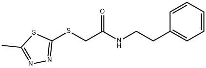 2-[(5-methyl-1,3,4-thiadiazol-2-yl)sulfanyl]-N-(2-phenylethyl)acetamide 化学構造式