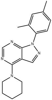 1-(2,4-dimethylphenyl)-4-(piperidin-1-yl)-1H-pyrazolo[3,4-d]pyrimidine Struktur