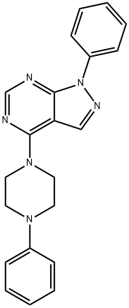 1-phenyl-4-(4-phenylpiperazin-1-yl)-1H-pyrazolo[3,4-d]pyrimidine Struktur