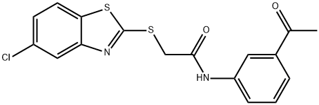 N-(3-acetylphenyl)-2-[(5-chloro-1,3-benzothiazol-2-yl)sulfanyl]acetamide 结构式