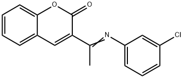 (E)-3-(1-((3-chlorophenyl)imino)ethyl)-2H-chromen-2-one Struktur