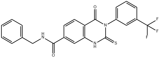 1,2,3,4-Tetrahydro-4-oxo-N-(phenylmethyl)-2-thioxo-3-[3-(trifluoromethyl)phenyl]-7-quinazolinecarboxamide Structure